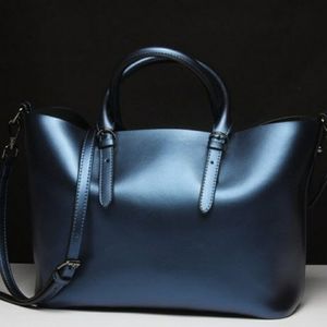 GENUINE LEATHER JEWEL TONE TOTES